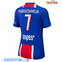 Camisa de time de futebol Paris Saint-Germain Khvicha Kvaratskhelia #7 Replicas 1º Equipamento Feminina 2026-27 Manga Curta